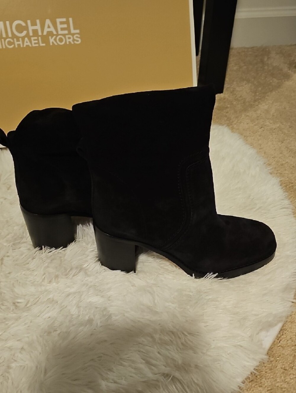 Michael Kors Black Suede Knee-High Block Heel Boots - Picture 6 of 7